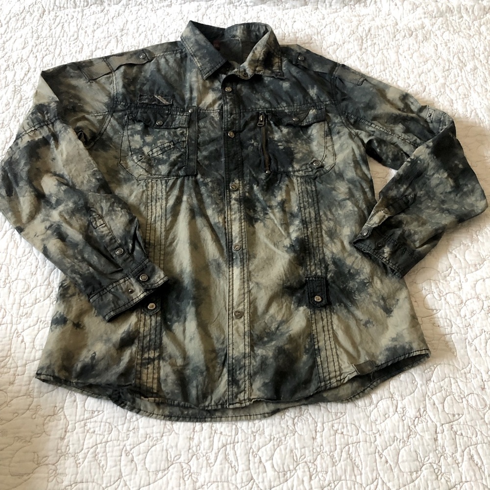 F.U.S.A.I Men's Tie-Dye button down Long Sleeve Size XXL
